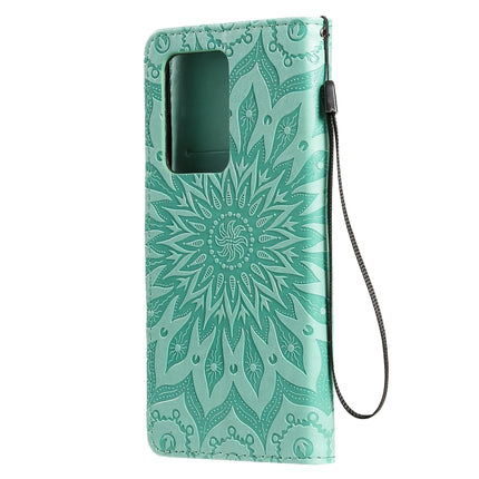 For Galaxy S20 Ultra Sun Print Horizontal Flip Protective Case with Holder & Card Slots & Wallet(Green)-garmade.com