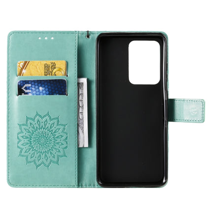 For Galaxy S20 Ultra Sun Print Horizontal Flip Protective Case with Holder & Card Slots & Wallet(Green)-garmade.com