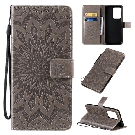 For Galaxy S20 Ultra Sun Print Horizontal Flip Protective Case with Holder & Card Slots & Wallet(Gray)-garmade.com