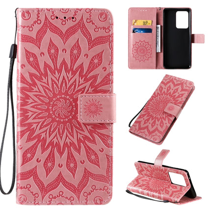 For Galaxy S20 Ultra Sun Print Horizontal Flip Protective Case with Holder & Card Slots & Wallet(Pink)-garmade.com