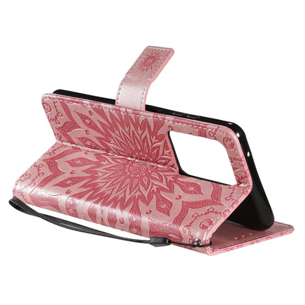 For Galaxy S20 Ultra Sun Print Horizontal Flip Protective Case with Holder & Card Slots & Wallet(Pink)-garmade.com
