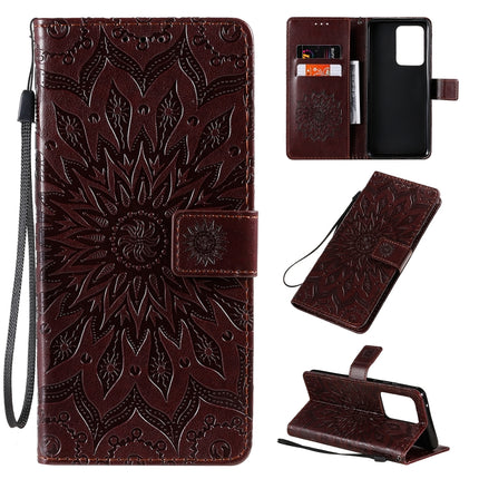 For Galaxy S20 Ultra Sun Print Horizontal Flip Protective Case with Holder & Card Slots & Wallet(Brown)-garmade.com