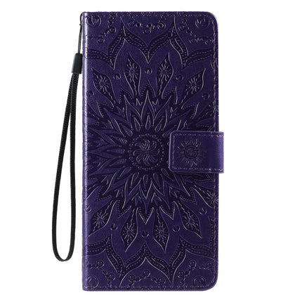 For Galaxy S20 Ultra Sun Print Horizontal Flip Protective Case with Holder & Card Slots & Wallet(Purple)-garmade.com
