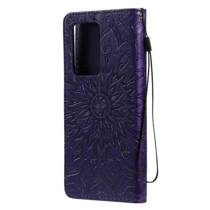 For Galaxy S20 Ultra Sun Print Horizontal Flip Protective Case with Holder & Card Slots & Wallet(Purple)-garmade.com