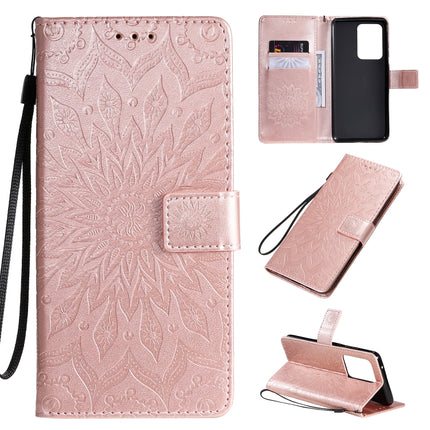 For Galaxy S20 Ultra Sun Print Horizontal Flip Protective Case with Holder & Card Slots & Wallet(Rose Gold)-garmade.com