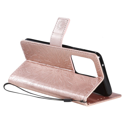 For Galaxy S20 Ultra Sun Print Horizontal Flip Protective Case with Holder & Card Slots & Wallet(Rose Gold)-garmade.com