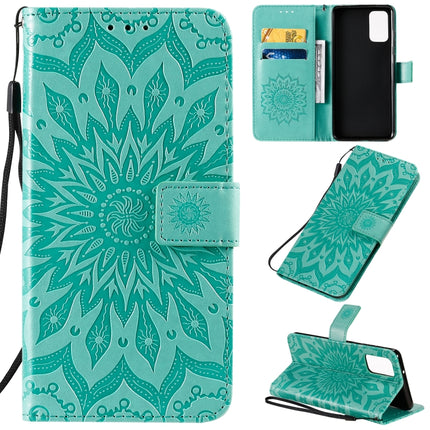 For Galaxy S20+ Sun Print Horizontal Flip Protective Case with Holder & Card Slots & Wallet(Green)-garmade.com