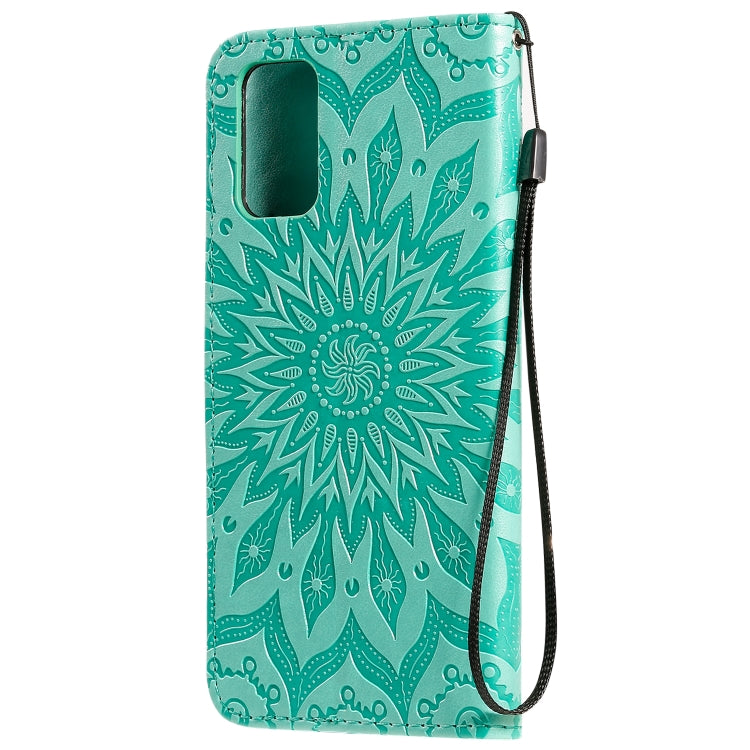 For Galaxy S20+ Sun Print Horizontal Flip Protective Case with Holder & Card Slots & Wallet(Green)-garmade.com