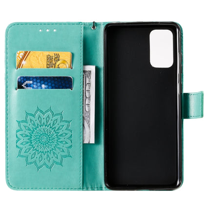 For Galaxy S20+ Sun Print Horizontal Flip Protective Case with Holder & Card Slots & Wallet(Green)-garmade.com