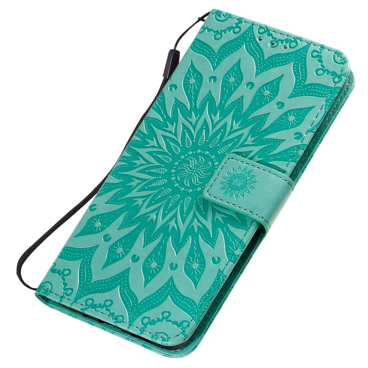 For Galaxy S20+ Sun Print Horizontal Flip Protective Case with Holder & Card Slots & Wallet(Green)-garmade.com