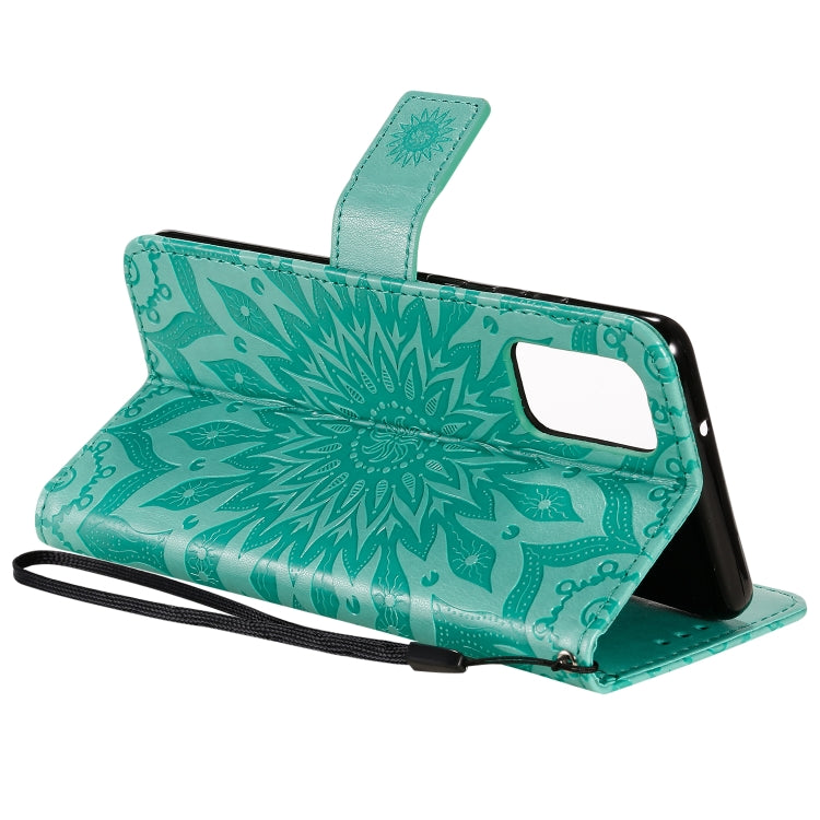 For Galaxy S20+ Sun Print Horizontal Flip Protective Case with Holder & Card Slots & Wallet(Green)-garmade.com