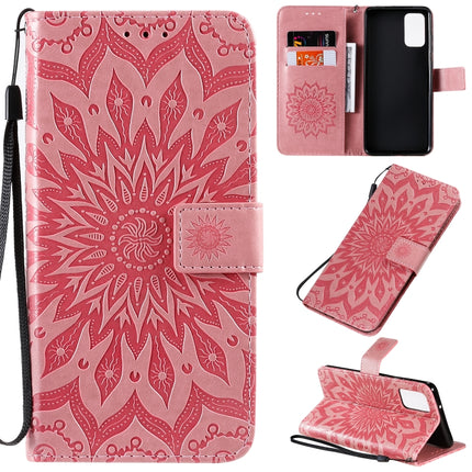 For Galaxy S20+ Sun Print Horizontal Flip Protective Case with Holder & Card Slots & Wallet(Pink)-garmade.com