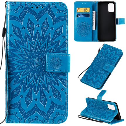 For Galaxy S20+ Sun Print Horizontal Flip Protective Case with Holder & Card Slots & Wallet(Blue)-garmade.com