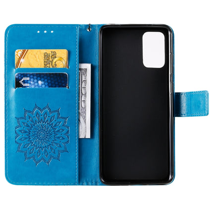 For Galaxy S20+ Sun Print Horizontal Flip Protective Case with Holder & Card Slots & Wallet(Blue)-garmade.com