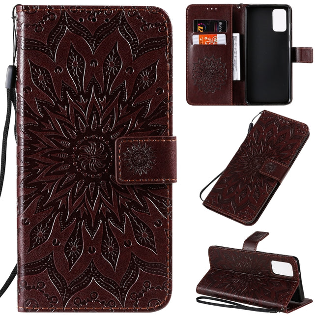 For Galaxy S20+ Sun Print Horizontal Flip Protective Case with Holder & Card Slots & Wallet(Brown)-garmade.com