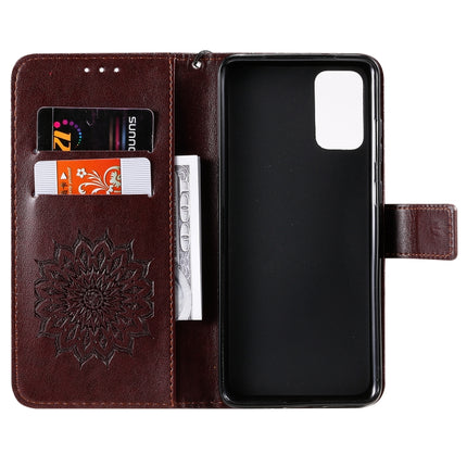 For Galaxy S20+ Sun Print Horizontal Flip Protective Case with Holder & Card Slots & Wallet(Brown)-garmade.com