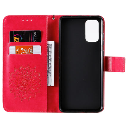 For Galaxy S20+ Sun Print Horizontal Flip Protective Case with Holder & Card Slots & Wallet(Red)-garmade.com