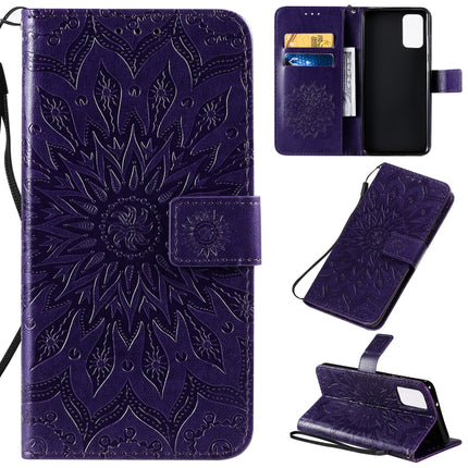 For Galaxy S20+ Sun Print Horizontal Flip Protective Case with Holder & Card Slots & Wallet(Purple)-garmade.com