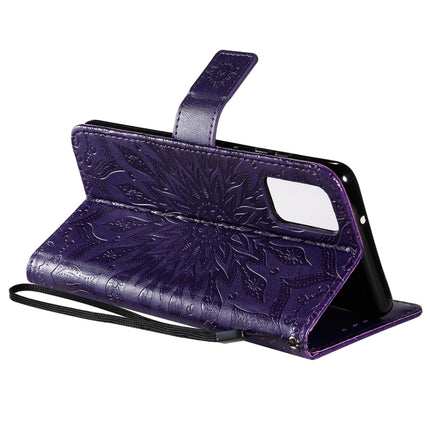 For Galaxy S20+ Sun Print Horizontal Flip Protective Case with Holder & Card Slots & Wallet(Purple)-garmade.com