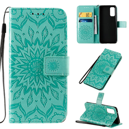 For Galaxy S20 Sun Print Horizontal Flip Protective Case with Holder & Card Slots & Wallet(Green)-garmade.com