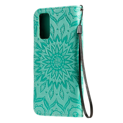 For Galaxy S20 Sun Print Horizontal Flip Protective Case with Holder & Card Slots & Wallet(Green)-garmade.com