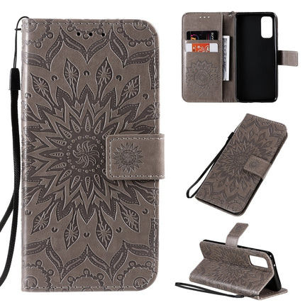 For Galaxy S20 Sun Print Horizontal Flip Protective Case with Holder & Card Slots & Wallet(Gray)-garmade.com