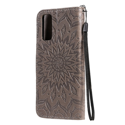 For Galaxy S20 Sun Print Horizontal Flip Protective Case with Holder & Card Slots & Wallet(Gray)-garmade.com