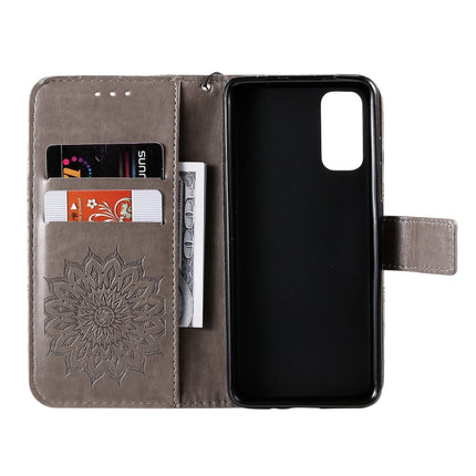 For Galaxy S20 Sun Print Horizontal Flip Protective Case with Holder & Card Slots & Wallet(Gray)-garmade.com