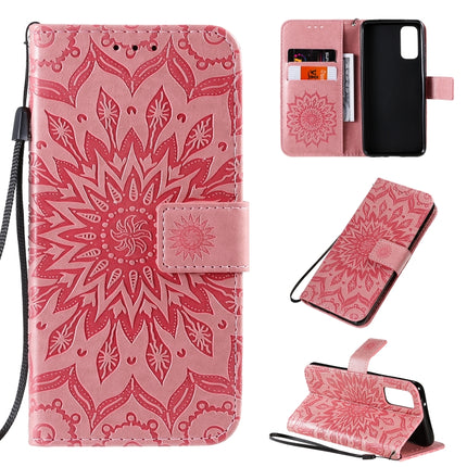 For Galaxy S20 Sun Print Horizontal Flip Protective Case with Holder & Card Slots & Wallet(Pink)-garmade.com