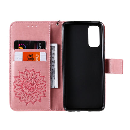 For Galaxy S20 Sun Print Horizontal Flip Protective Case with Holder & Card Slots & Wallet(Pink)-garmade.com