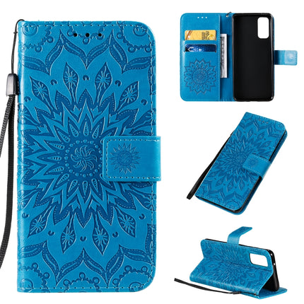 For Galaxy S20 Sun Print Horizontal Flip Protective Case with Holder & Card Slots & Wallet(Blue)-garmade.com