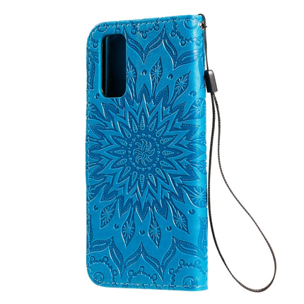 For Galaxy S20 Sun Print Horizontal Flip Protective Case with Holder & Card Slots & Wallet(Blue)-garmade.com