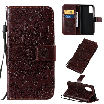 For Galaxy S20 Sun Print Horizontal Flip Protective Case with Holder & Card Slots & Wallet(Brown)-garmade.com