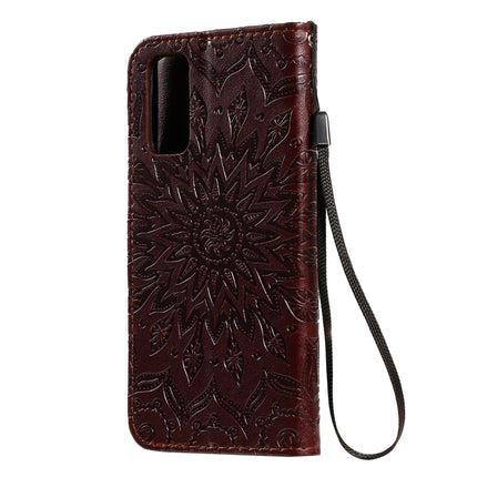 For Galaxy S20 Sun Print Horizontal Flip Protective Case with Holder & Card Slots & Wallet(Brown)-garmade.com