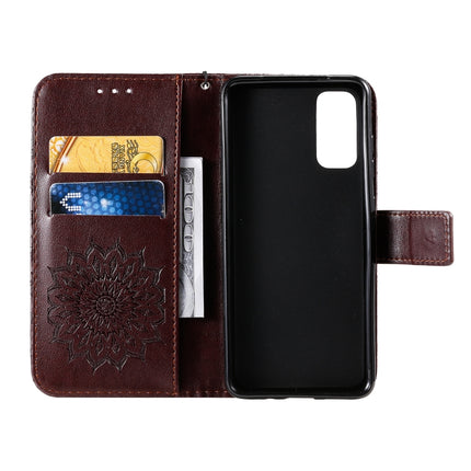 For Galaxy S20 Sun Print Horizontal Flip Protective Case with Holder & Card Slots & Wallet(Brown)-garmade.com