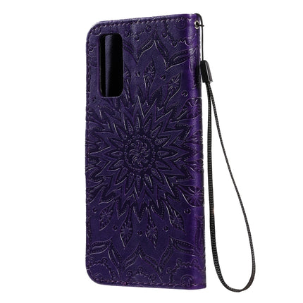 For Galaxy S20 Sun Print Horizontal Flip Protective Case with Holder & Card Slots & Wallet(Purple)-garmade.com