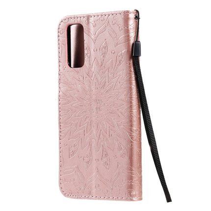 For Galaxy S20 Sun Print Horizontal Flip Protective Case with Holder & Card Slots & Wallet(Rose Gold)-garmade.com