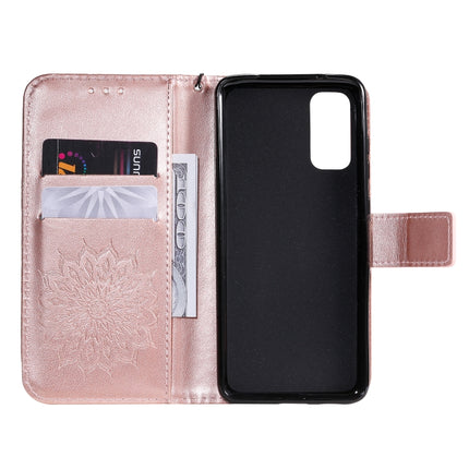 For Galaxy S20 Sun Print Horizontal Flip Protective Case with Holder & Card Slots & Wallet(Rose Gold)-garmade.com