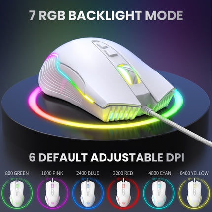 ONIKUMA CW905 RGB Lighting Wired Mouse(White)-garmade.com