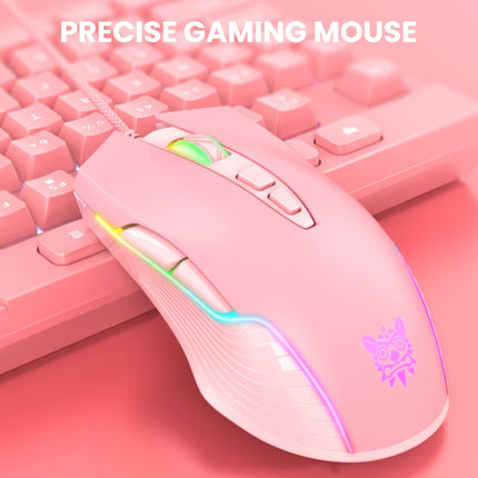 ONIKUMA CW905 RGB Lighting Wired Mouse(Pink)-garmade.com