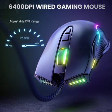 ONIKUMA CW905 RGB Lighting Wired Mouse(Black)-garmade.com