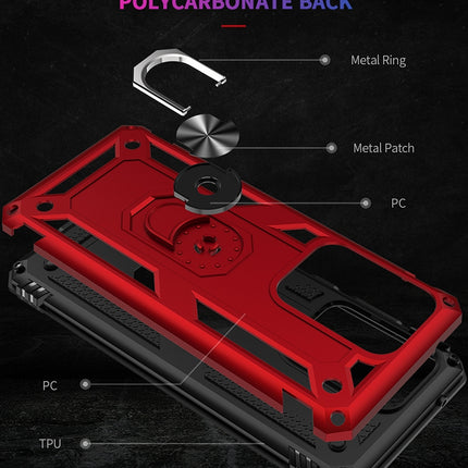 For Galaxy S20 Ultra Shockproof TPU + PC Protective Case with 360 Degree Rotating Holder(Red)-garmade.com