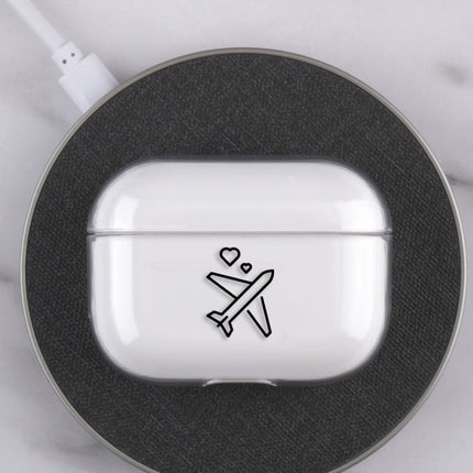 For AirPods Pro Stick Figure Mapping Transparent Earphone Protective Case(Aircraft)-garmade.com