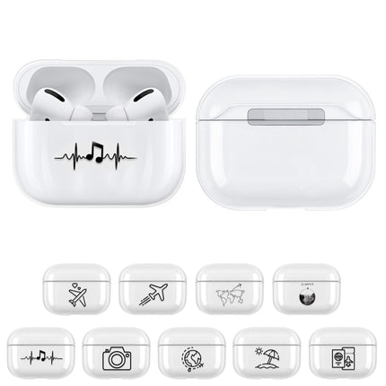 For AirPods Pro Stick Figure Mapping Transparent Earphone Protective Case(Beach)-garmade.com