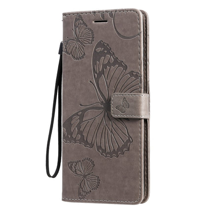 For Galaxy S20+ Pressed Printing Butterfly Pattern Horizontal Flip PU Leather Case with Holder & Card Slots & Wallet & Lanyard(Grey)-garmade.com