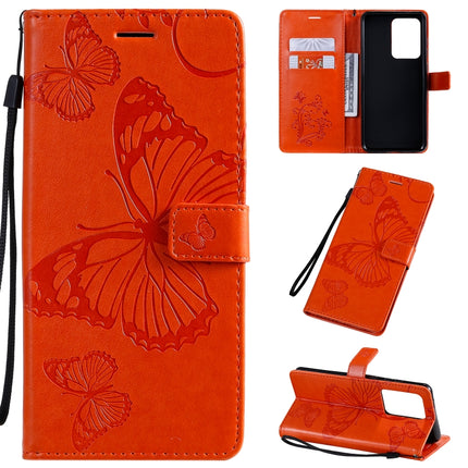 For Galaxy S20+ Pressed Printing Butterfly Pattern Horizontal Flip PU Leather Case with Holder & Card Slots & Wallet & Lanyard(Orange)-garmade.com
