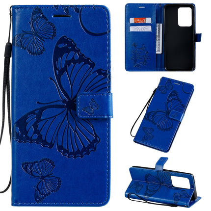 For Galaxy S20+ Pressed Printing Butterfly Pattern Horizontal Flip PU Leather Case with Holder & Card Slots & Wallet & Lanyard(Blue)-garmade.com
