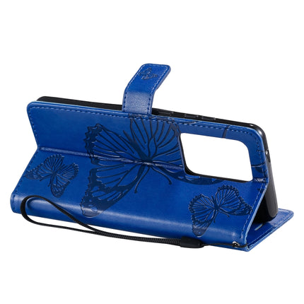 For Galaxy S20+ Pressed Printing Butterfly Pattern Horizontal Flip PU Leather Case with Holder & Card Slots & Wallet & Lanyard(Blue)-garmade.com
