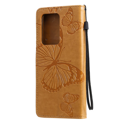 For Galaxy S20+ Pressed Printing Butterfly Pattern Horizontal Flip PU Leather Case with Holder & Card Slots & Wallet & Lanyard(Yellow)-garmade.com