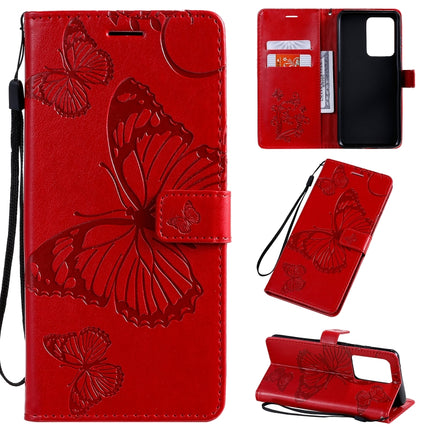 For Galaxy S20+ Pressed Printing Butterfly Pattern Horizontal Flip PU Leather Case with Holder & Card Slots & Wallet & Lanyard(Red)-garmade.com